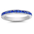 thumbnail image 4 of CHOOSE YOUR COLOR Eternity Blue Simulated Sapphire Ring .925 Sterling Silver Band CZ Female Size 3, 4 of 4