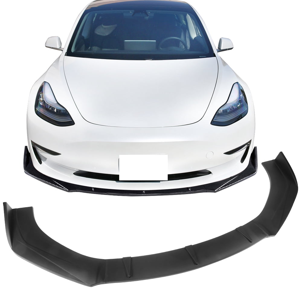 Ikon Motorsports Unadjustable Front Bumper Lip Splitter Fit 59" - 65'' Width Car 3PC PP Matte Black