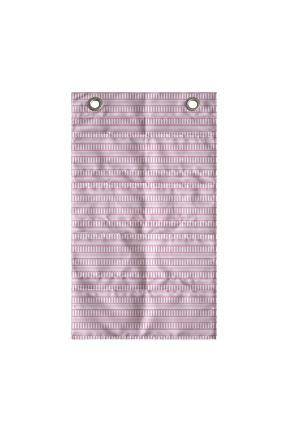 Abstract Hanging Pocket Organizer, Basic Design of Horizontal Stripes and Vertical Dashes in Monochrome, Printed Polyester Storage Bag with Pockets, 21" x 31", Pale Pink White