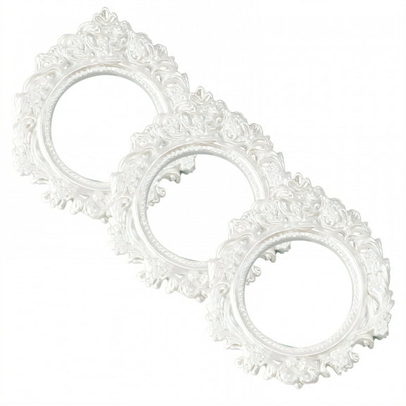 DESIGNICE 3Pcs Vintage Picture Frames,Wall Display Picture Frames,Resin Casting Photo Frame,3.15"X3.15",White