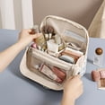 thumbnail image 3 of Travel Makeup Bag, Large Capacity Cosmetic Bag for Women, Waterproof Quilting,  Portable Toiletry Bag for Skincare, Brushes & Travel Essentials, 3 of 9
