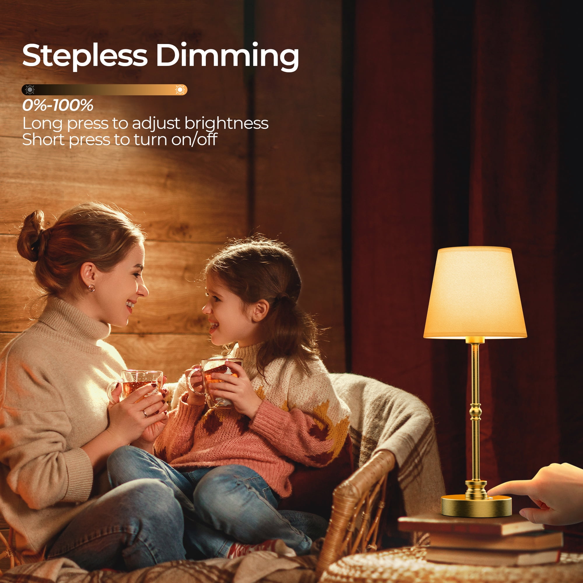 Rechargeable Table Lamp Cordless,5200mAH Battery Powered LED Lamp,2700k,Stepless Dimming,Portable Touch Control Lamp for Dining Room, Living Room,Bedroom etc,Antique Brass,1 Pack