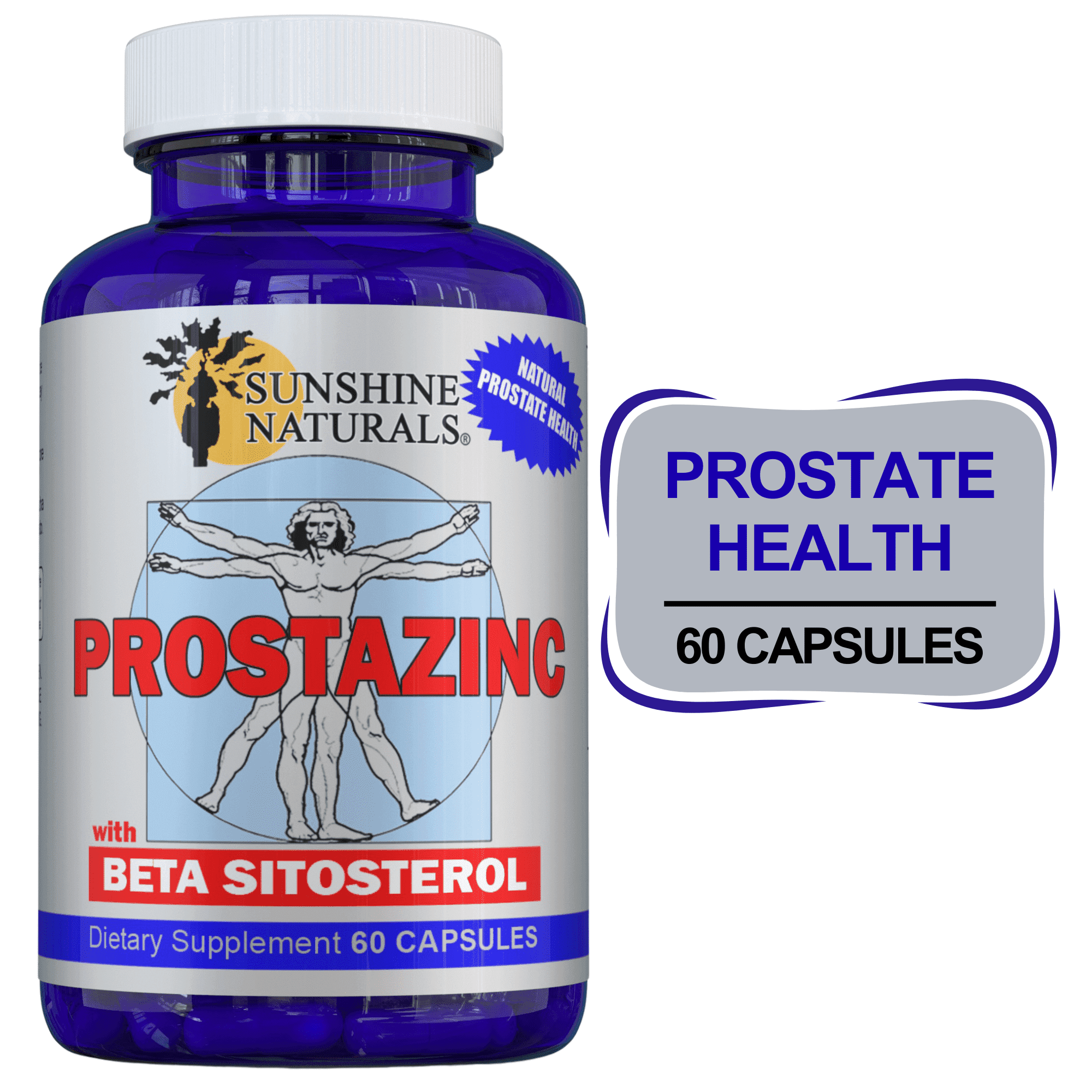 (3 pack) Sunshine Naturals Prostazinc with Beta-Sitosterol and Saw Palmetto, 60 Capsules