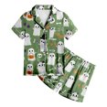 thumbnail image 5 of KPOPLK Silk PJs Kids Girls Satin Pajama Set Halloween Pumpkin Print Short Sleeve Button Shirts and Shorts 2 Piece Sleepwear,Size 8-9 Years, 5 of 5