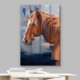 thumbnail image 3 of wall26 Canvas Print Wall Art Vintage Wood Panel Pastel Brown Horse Nature Animals Digital Art Realism Decorative Farmhouse Zen Rustic Multicolor Wildlife for Living Room, Bedroom, Office - 16"x2, 3 of 5