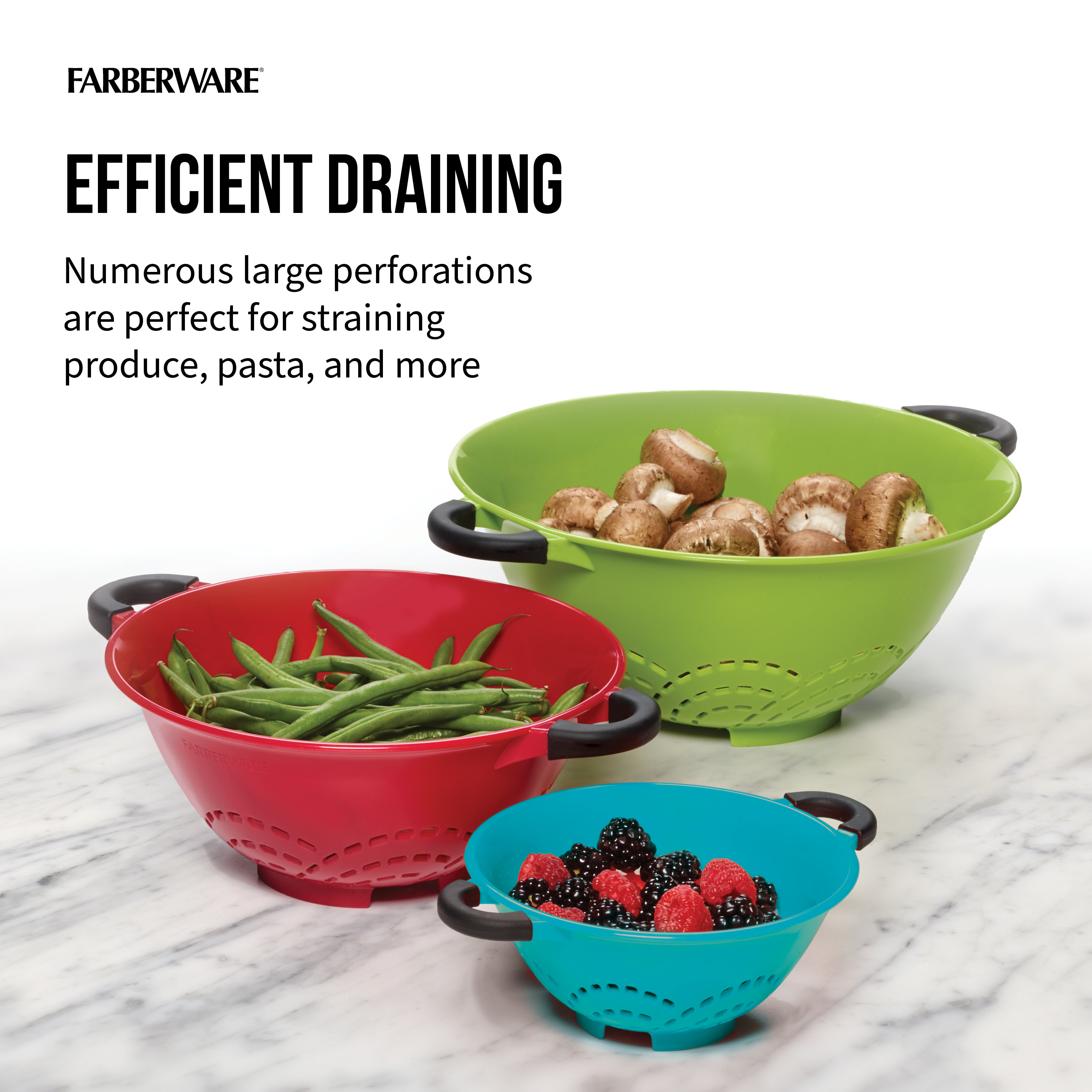 Farberware Professional Soft Grips Set of 3 Strainer Colanders Multi-Color - image 3 of 10