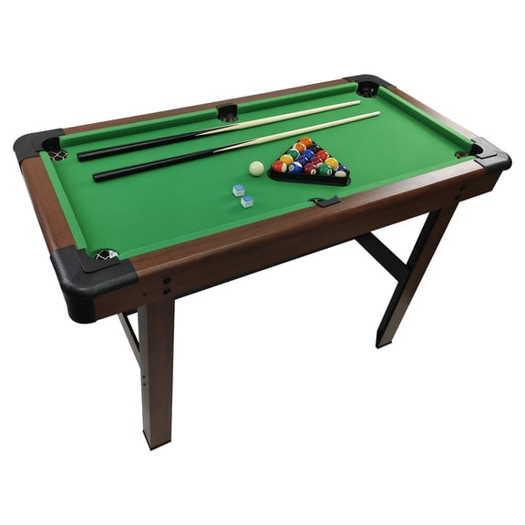 EVGTTI Portable Pool Table, 48 Inch Billiard Table for Kids & Adults, Compact Wooden Design with 2 Cues & Triangle Rack for Game Room, Home, Indoor & Outdoor Use