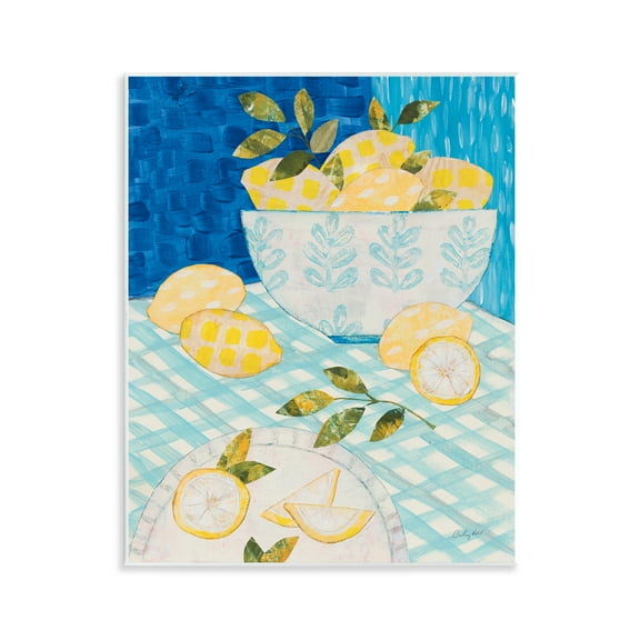 Stupell Industries Patterned Lemons Tablescape Food & Beverage Painting Unframed Art Print Wall Art, 11 x 14