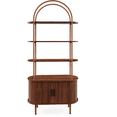 thumbnail image 5 of GZXS 70.8" Tall Arched Bookshelf with Charging Station, Display Cabinet with Open Shelves and 2 Doors for Home Office, Walnut, 5 of 11