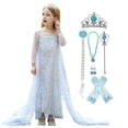 thumbnail image 1 of HAWEE Costume de Princesse pour Filles à Manches Longues Neige Elsa 2 Robe de Fête à Paillettes avec Cape, 1 of 7