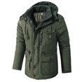 thumbnail image 3 of IYTR Men's Winter Warm Hooded Coats Solid Color Long Sleeve Thicken Fleece Jackets Parkas Outwear with Pockets Green M, 3 of 6