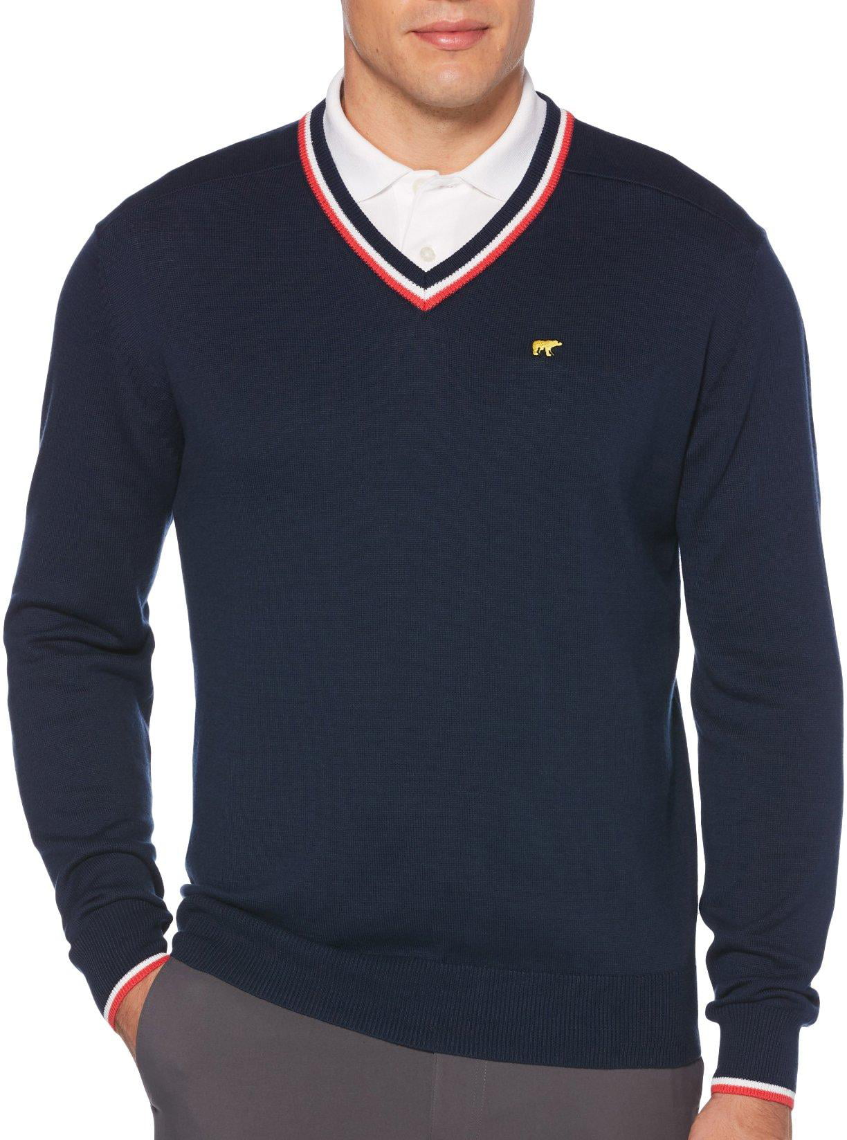 Jack Nicklaus - Jack Nicklaus Mens Solid Stripe V-Neck Sweater 16W ...