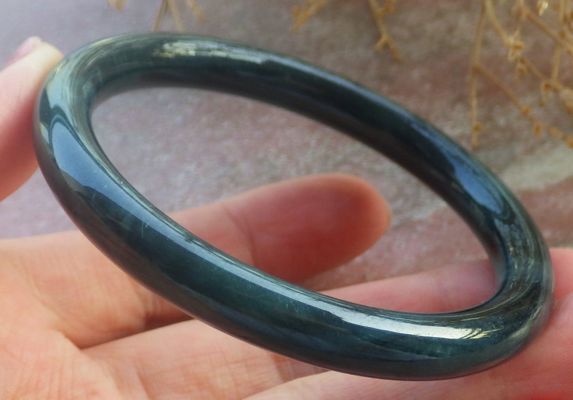 Icy Green Natural A JADE Jadeite Circle Bangle Bracelet 53 mm 699012 TN