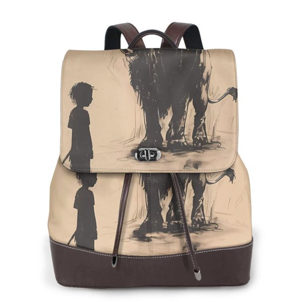 Fotbe Child And Lion Sketch Mochila Bolso con Estampado para Mujer, Mochila Antirrobo de Nylon Impermeable, Bolsa Ligera de Hombro