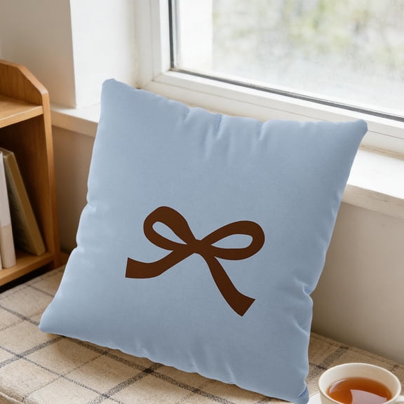 Tuvgenk Bow Pillow Cover 18x18 Inch Soft Flock Decorative Throw Pillow Covers with Zipper for Living Room Sofa Bedroom Decor