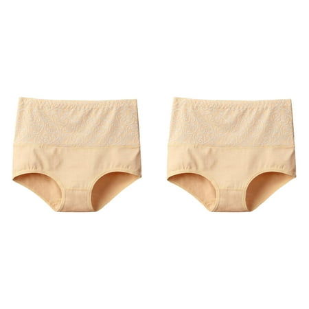 (2-Pack) Rinsvye Women s Solid Color Cotton Japanese Sexy Clothes for Women Underwear High Waisted Underwear Plus Size 3X Panties for Women Bikini Brief High Waist No Show Underwear Women