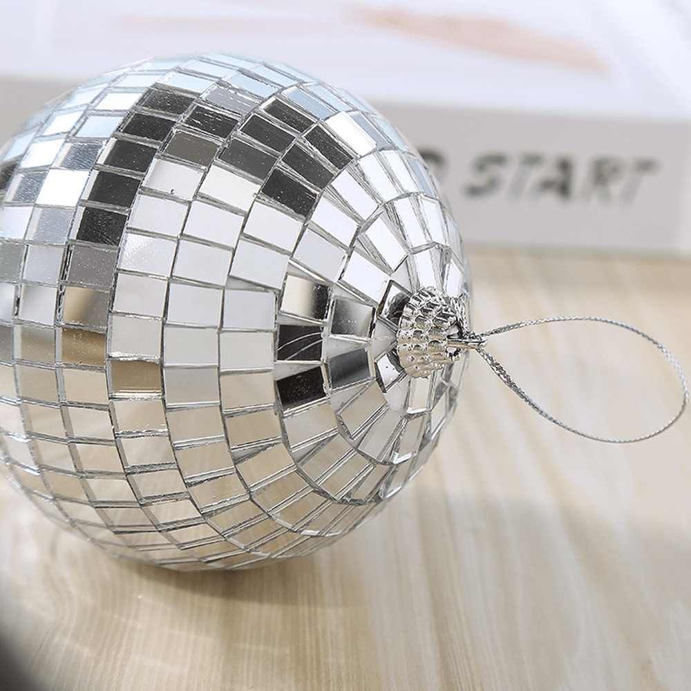 Fibye 24 Pcs Mirror Disco Ball Hanging, Silver Glass Disco Ball Decor ,  Disco Party Decorations, Disco