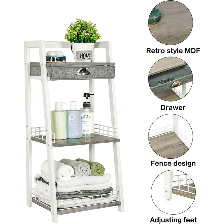 x-Cosrack 3-Tier Bathroom Ladder Shelf, Floor Storage Shelf