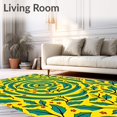 thumbnail image 2 of ODIKA 2'x3' Machine Washable Non-Slip Area Rug, Festive Holly Leaf Spiral Mosaic Design Foam High Traffic Rug with Pad, Yellow, 503357, 2 of 8