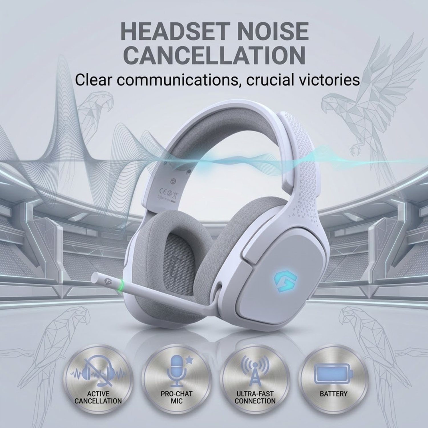 Captain 700 Pro 2.4GHz Wireless Gaming Headset White photo 5