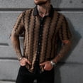 thumbnail image 2 of FRSASU Men's Summer Striped Shirts Casual Button Down Textured Short Sleeve Collared Vintage Beach Shirts Brown, 2 of 7