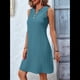 thumbnail image 5 of Vestido Holgado e Informal para Mujer, Corte A, Sin Mangas, Cuello en V, Elegante, Color Liso, para Verano 2025. Azul XL, 5 of 9