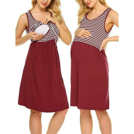 

Women Pregnant Maternity Nursing Solid Breastfeeding Summer Maternity Dress