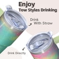 thumbnail image 4 of 20oz Stainless Steel Cup with Handle and Straw, Geometric Texture Insulated Double Wall Travel Tumbler Leak Proof, 4 of 5