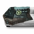 thumbnail image 3 of Old Hollywood Soft Flannel Fleece Throw Blanket, Retro Style Camera Clapper and Reel with Films on the Scratched Suitcase, Cozy Plush for Indoor and Outdoor Use, 50" x 60", Multicolor, by Ambesonne, 3 of 6