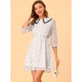 thumbnail image 2 of INSPIRE CHIC Women's Stars Dots Print Turn Down Collar Ruffled 3/4 Sleeve Dress, 2 of 4