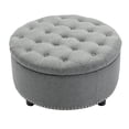 thumbnail image 3 of Porthos Home Nala Round Storage Ottoman, Tufted Fabric, Nailhead trim, 3 of 6