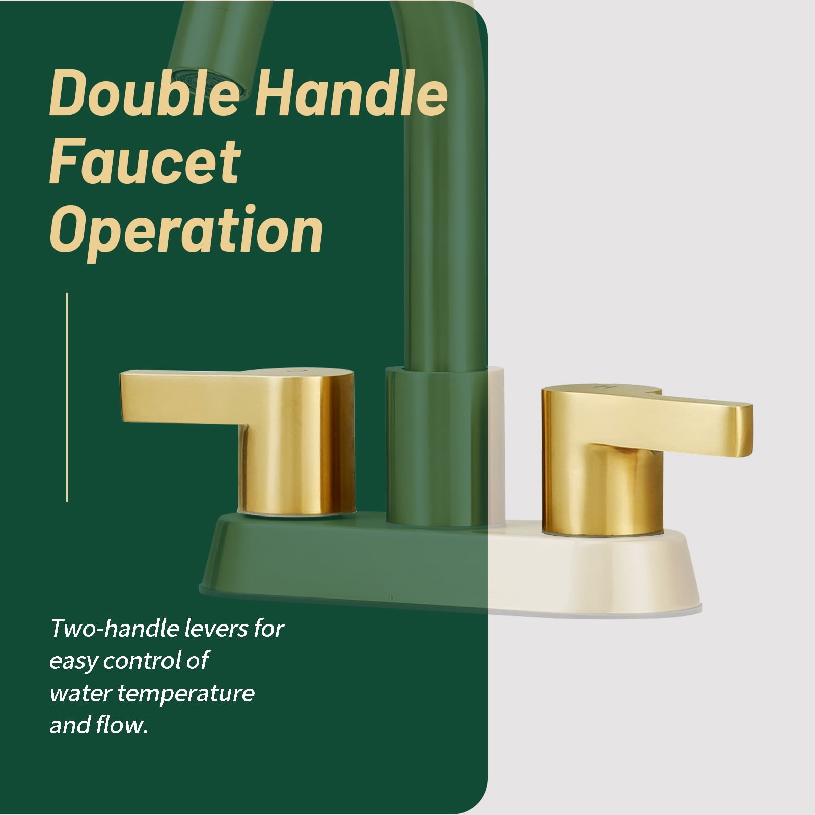 Cobbe Brushed Gold 4 Inch Centerset Bathroom Faucet, Bathroom Vanity Lavatory Faucets for Sink 3 Hole 2 Handle, Swivel Spout with Brass Drain Assembly