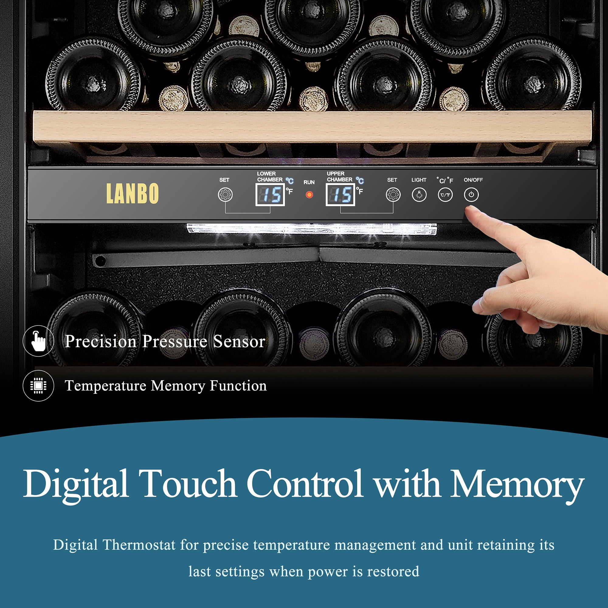 Lanbo 20 inch 64 Bottle Dual Zone Freestanding Wine Cooler