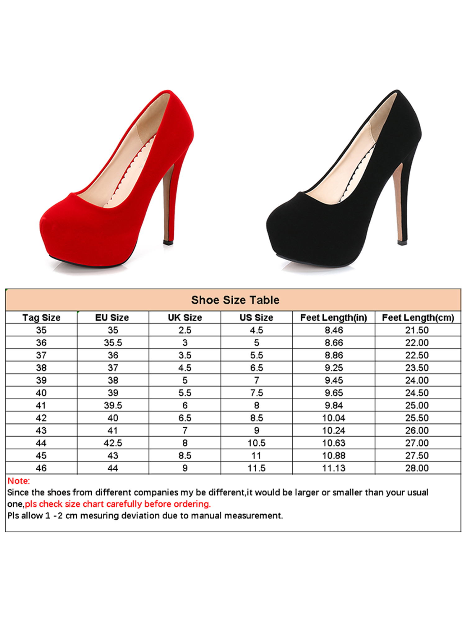 Daeful Women Lightweight High Heel Platform Pump Wedding Stiletto Heels Walking Fashion Dress Shoes Red (14cm) 11 - image 2 of 9
