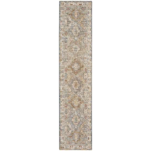 Nourison Petra Blue 2'3" x 10'2"Area Rug, Traditional, Persian, Easy Cleaning, Non Shedding, Bedroom, Living Room, Dining Room, Kitchen, (10' Runner)