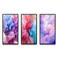 thumbnail image 2 of Designart "Red Blue Ink Waves Pure Abstraction III" Abstract Liquid Ink Framed Wall Art Set Of 3 - Purple Modern Frame Gallery Set For Office Decor, 2 of 6