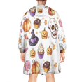 thumbnail image 2 of Wearable Oversized Blanket,Halloween Treats Pattern Wearable Blanket Hoodie for Adults,Cozy Hooded Blankets with Super Pockets,Super Warm Fuzzy Pullover for Women & Men, 2 of 6