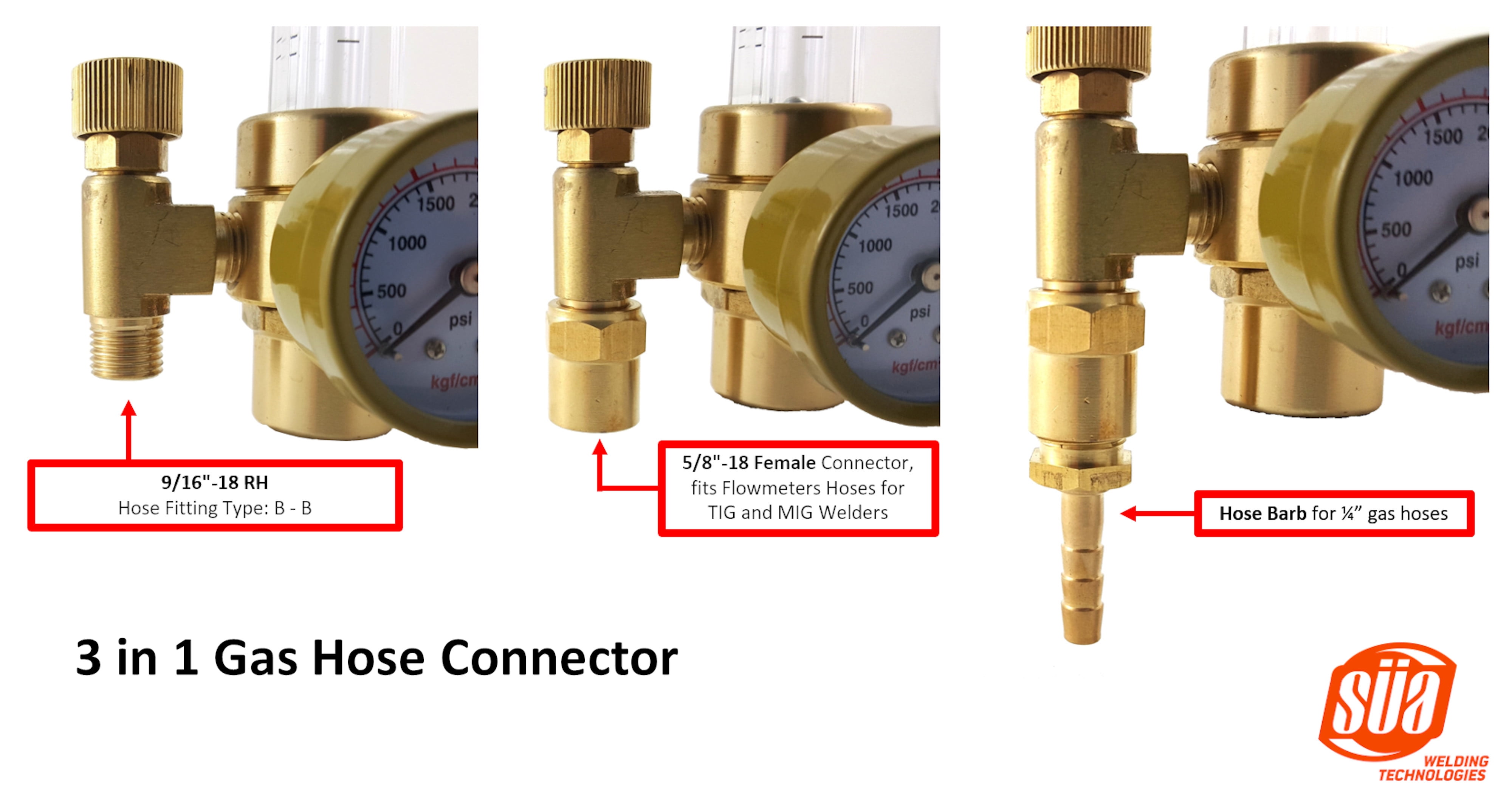 Argon CO2 - TIG/MIG Flowmeter - Welding Regulator - Welder Gauge with 10 Feet Argon Hose - CGA580 - MD