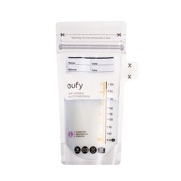 Bolsas para Almacenamiento de Leche Materna eufy 200 ml con Sensor de Temperatura y Antiderrames
