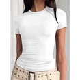 thumbnail image 4 of Women'S Casual Basic Going Out Crop Tops Slim Fit Short Sleeve Crew Neck Tight T Shirts Short Sleeve No. 2 M, 4 of 8