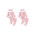 thumbnail image 2 of Cjfdfy  Newborn Baby Girls Fall Outfit Long Sleeve Little Sister Letter Embroidery Striped Romper And Pants Headband 3-piece Set Infant Baby Girl Ruffle Ribbed Fall Winter Clothes, 2 of 9