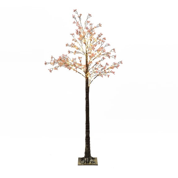 5Ft Artificial Baby''s Breath Tree with Pink Flowers and 300 Micro LED Lights