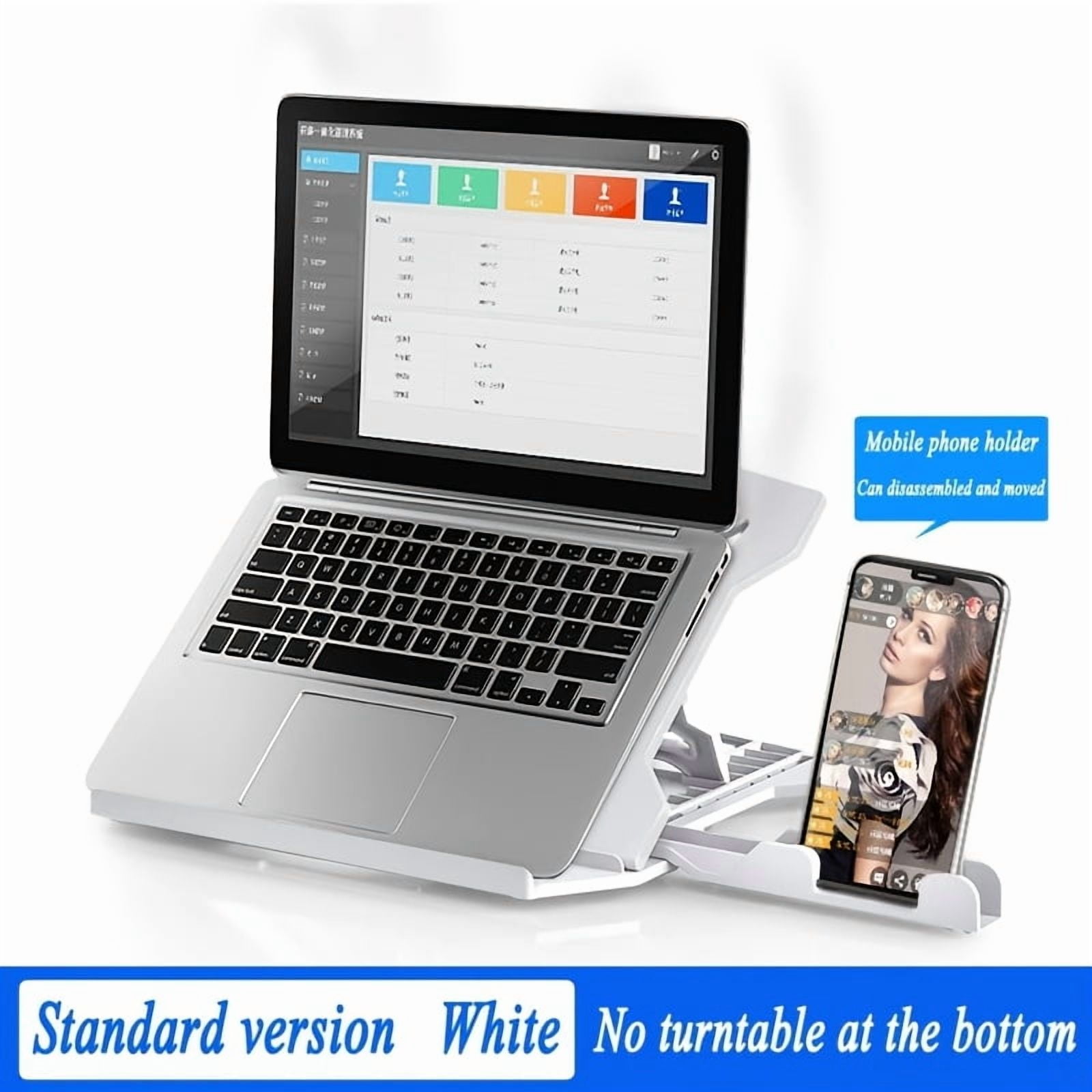 Portable Adjustable Laptop Stand - ABS Material, Height-Adjustable, Cooling Function, Rotatable Base for 13-15 Inch Laptops, Office Desk Accessory