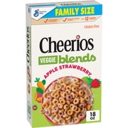 Cheerios Veggie Blends Breakfast Cereal, Apple Strawberry, Family Size, 18 oz