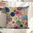 thumbnail image 6 of Buttons flowers kitsch Linen toss pillowcase Decoration pillowcase Gift preferred 24x24" Cushion cover 4 set Sofa pillowcase Sofa bedroom living room car, 6 of 8