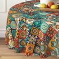 thumbnail image 2 of Boho Round Tablecloth 60 inch, Bohemian Circle Table Cloth, Stain Resistance, Water Repellent and Wrinkle-Free, Colorful Tablecloth Decor for Home Kitchen Dining Party Patio Indoor and Outdoor Use, 2 of 6