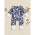 thumbnail image 4 of Suealasg Baby Girl Boy Pajamas Jumpsuits Long Sleeve Round Neck Football Print Zip Up One-Piece Pajamas Infant Footie Pjs Newborn Rompers Sleepwear, 4 of 7