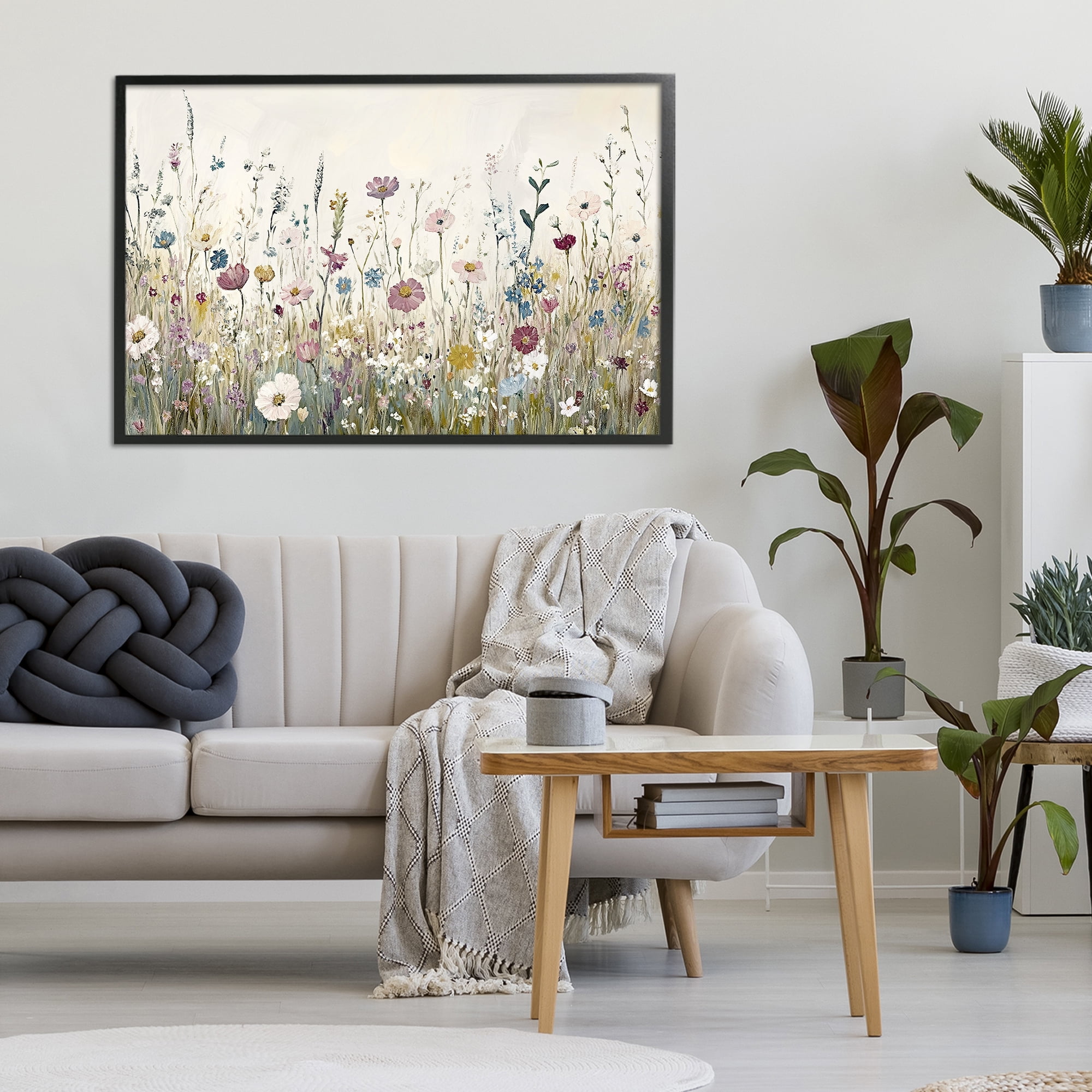 Stupell Industries Spring Blooms Pastoral Meadow Black Framed Giclee Art, design by Kim Allen