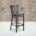 thumbnail image 2 of Flash Furniture 2 Pk. HERCULES Series Black Vertical Back Metal Restaurant Barstool - Walnut Wood Seat, 2 of 8