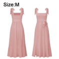 thumbnail image 2 of Vestido largo informal sin mangas con cuello cuadrado y volantes para dama de honor, elegante, color rosa, para verano, para mujer, M, 2 of 7